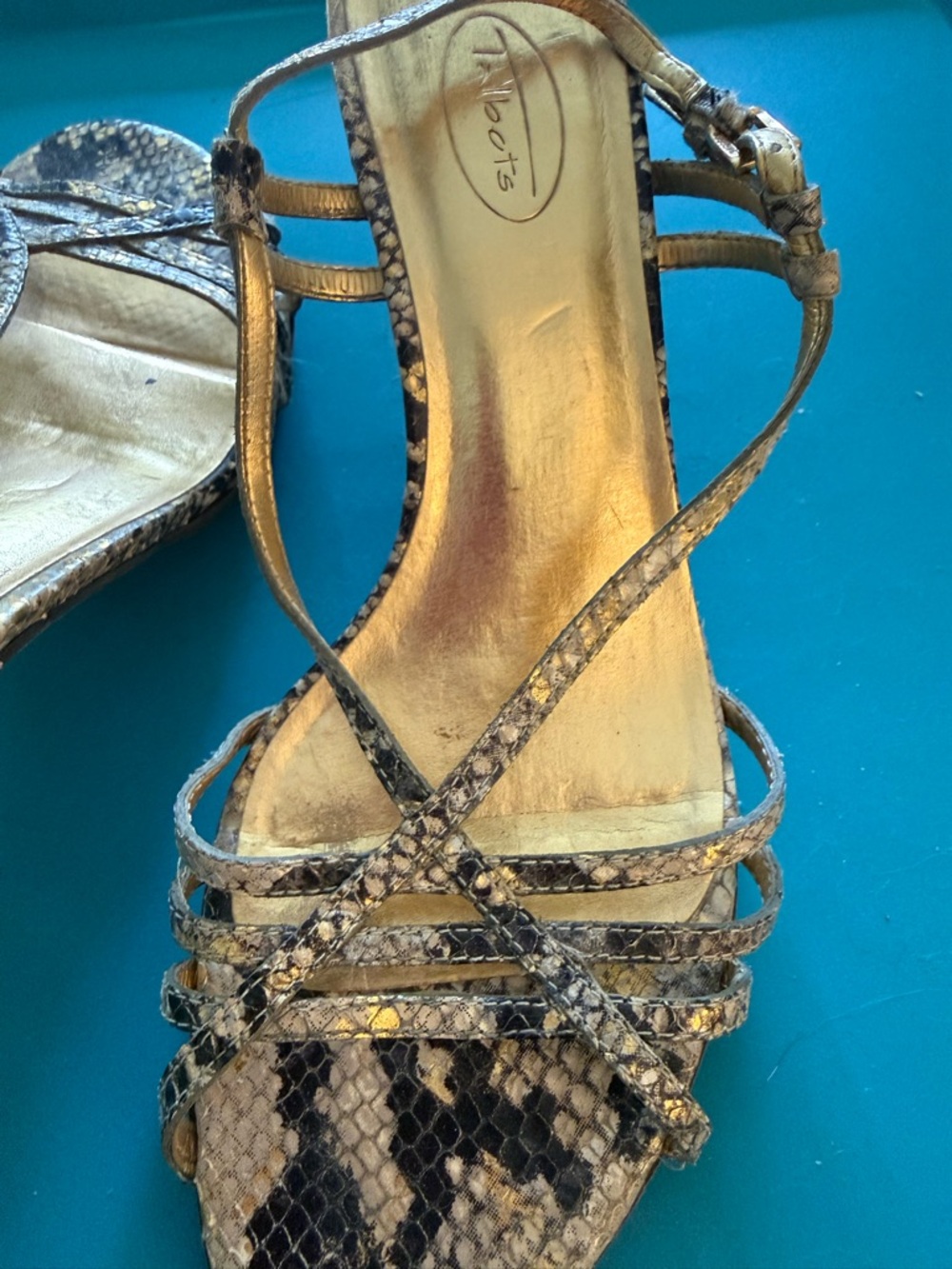 Talbots Gold & Snake-Print Strappy Women's Sandals